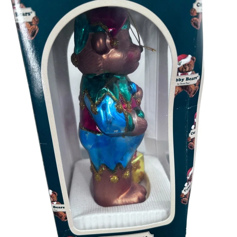Polar Bear European Blown Glass Santa's Best Vintage Christmas Cubby Bear‎ 1997
